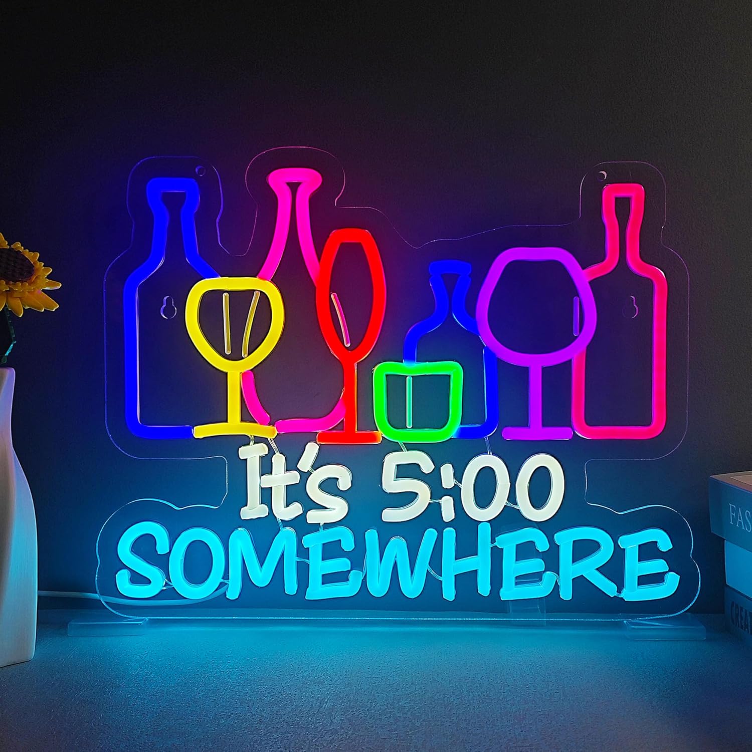 Wine Beer Photo - Es ist 5 Uhr Irgendwo Neon-Schild